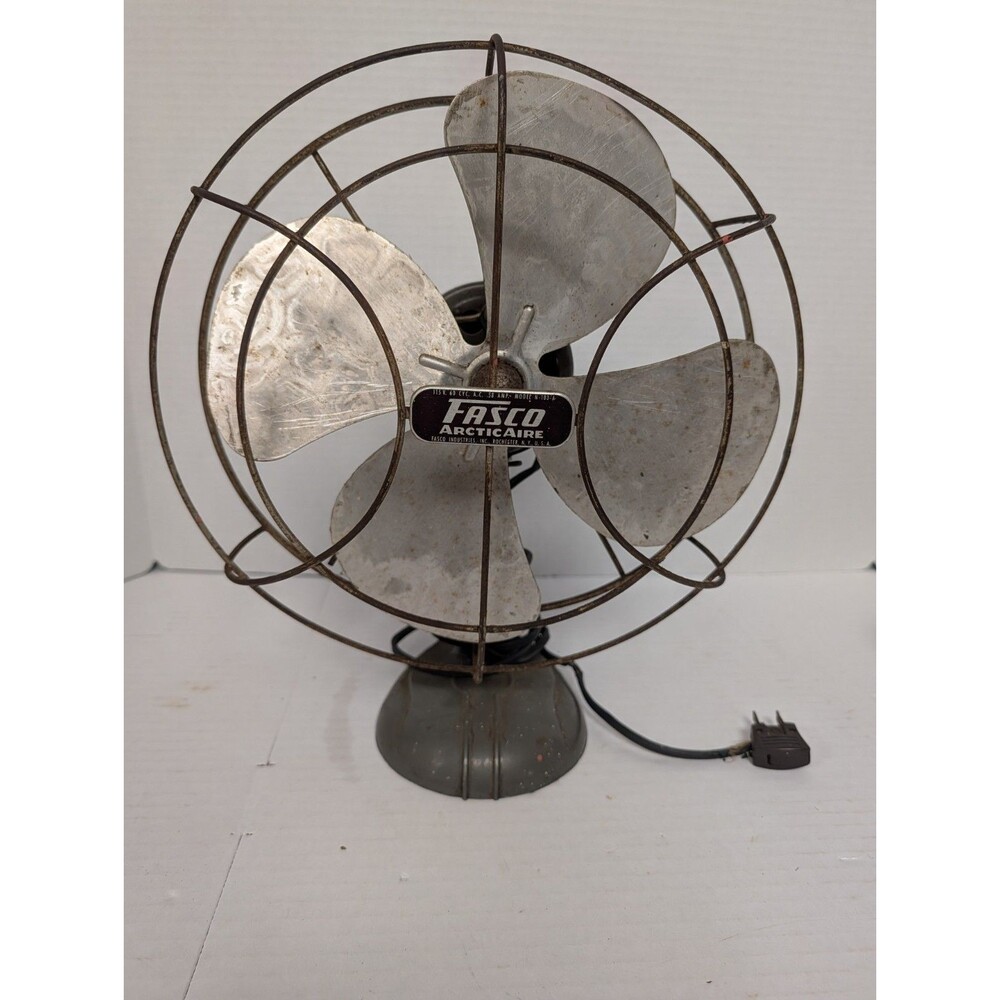 Vintage FASCO K124A ARCTIC AIRE ALL METAL Fan (Needs Repair Missing Parts)